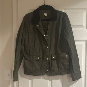 J. Crew Green Utility Jacket with Collared Neckline